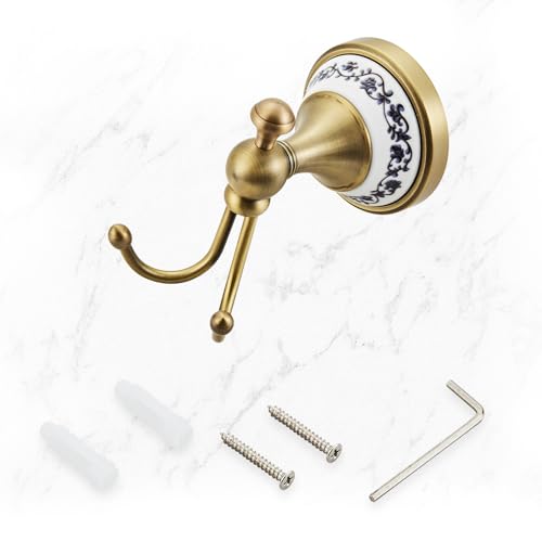 Antique Bronze Brass Bath Towel Hooks Wall Mounted Bathroom Clothes Hook, Antique Brass Horn Shape Curved Towel Hooks YIGUANXIN - color: Antique, size: Clothes Hook