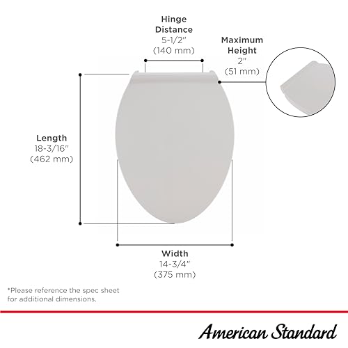 American Standard Contemporary VorMax Elongated Toilet Seat, White | Soft Close Toilet Seat: Includes Quick Release Hinges, Easy to Lift, EverClean Antimicrobial | 5055A65C.020