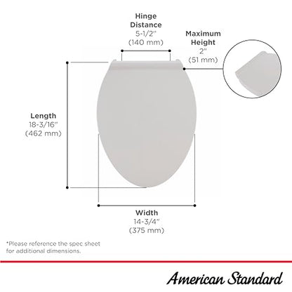 American Standard Contemporary VorMax Elongated Toilet Seat, White | Soft Close Toilet Seat: Includes Quick Release Hinges, Easy to Lift, EverClean Antimicrobial | 5055A65C.020