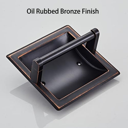 Oil Rubbed Bronze Recessed Toilet Paper Holder,Pivoting Toilet Tissue Holder,Made of SUS304 Stainless Steel, in Wall Toilet Paper Holder with Bracket - color: Oil Rubbed Bronze