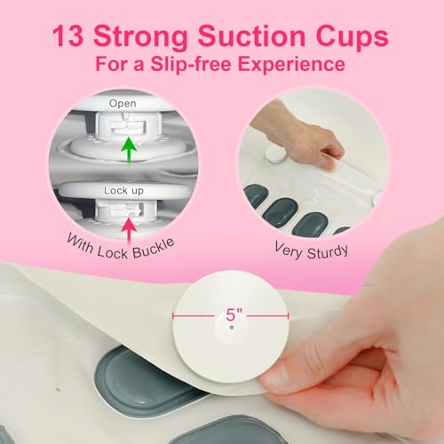 Bubble Bath Mat,Full Body Waterproof Spa Mat for Bathtub, 6-Speed Bubbles, Remote Control & Non-Slip Suction Cups for Home Relaxation Pink