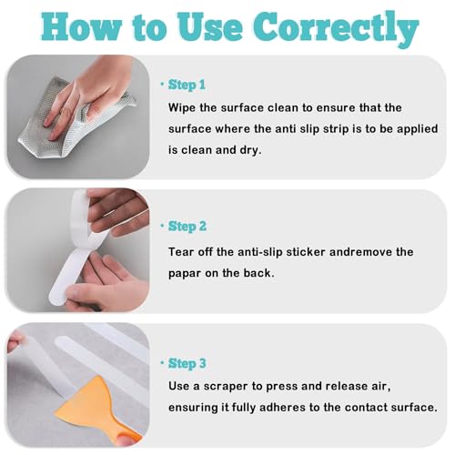 24Pcs Safety Bathtub Strips Adhesive, Non Slip Bathtub Stickers Anti Slip Shower Stickers, Safety Adhesive Strips for DIY, Stair, Floor (White) - color: White