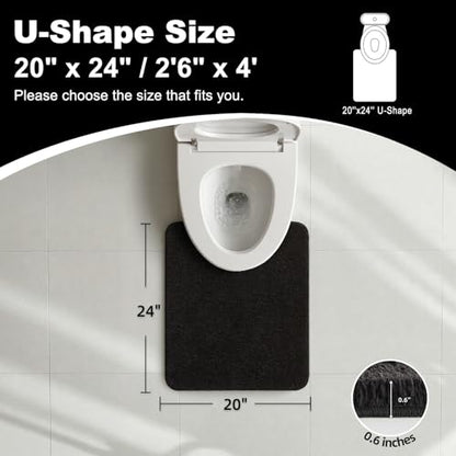 TYUU Toilet Rug, Ultra Soft Toilet Rugs U Shaped Machine Washable Non Slip Absorbent Quick Dry Toilet Mat with Rubber Backing, Black 20" x 24" U Shape - color: Black, size: 20" x 24" U Shape