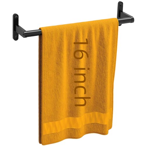 KLJKPA Towel Bar for Bathroom, 16 Inch Wall Mounted Towel Rack, Black | Heavy Duty Single Towel Rod, Space-Saving Hand Towel Holder, Toilet Kitchen Towel Storage, Rustproof, Stainless Steel - color: Black, size: 16 Inch (1-Bar)