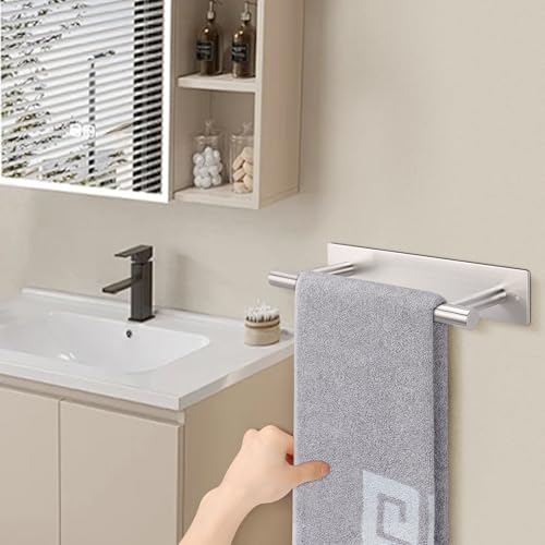 NearMoon Self Adhesive Hand Towel Holder/Towel Ring, Stainless Steel Hand Towel Bar Rustproof Stick on Wall-Towel Rack for Bathroom/Kitchen, Sticky and Wall Mounted (1, Brushed Nickel) - color: Brushed Nickel