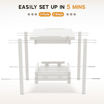 NALONE Shower Bench, HDPE Shower Stool for Shaving Legs with Handle (White) | Indoor and Outdoor Use, All Weather and Long Last, Perfect for Inside Shower - size: White