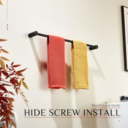 KOKOSIRI Towel Rack Black Bathroom Wall Mounted Towel Holder 20-Inch Bath Towel Bar Hanger Bathroom Hardware Accessories Stainless Steel, B4007BK-L20 - color: Matte Black, size: 20-Inch