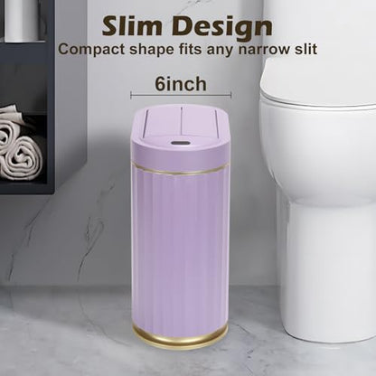 SYNCVIBE Bathroom Sensor Trash Can, 2 Gallon, Butterfly Lid, Purple | Automatic Garbage Can, IPX5 Waterproof Trash Bin, Under-Counter Wastebasket for Bedroom and Living Room - color: Purple