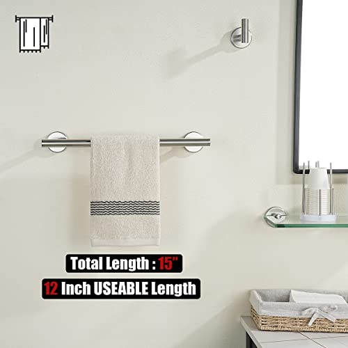 JQK Bathroom Towel Bar, 15 Inch 304 Stainless Steel Thicken 0.8mm Towel Rack, Towel Holder Brushed Finished Wall Mount, Useable Length 12 Inch, TB110L12-BN - color: Brushed, size: 15 Inch