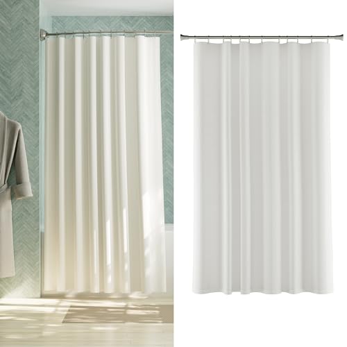 Zenna Home Fabric Shower Curtain Liner, Water Repellent Soft Microfiber Cloth Liner for Showers and Bathtubs, Washable Shower Curtain Fabric with Weighted Hem, 70 x 72 Inch, White
