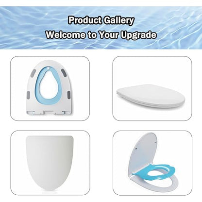 MinSha Elongated Toilet Seat with Child Seat, Soft Close, Quick Release | Can be magnetically secured when not in use; features a quiet, soft-close seat to protect children's fingers