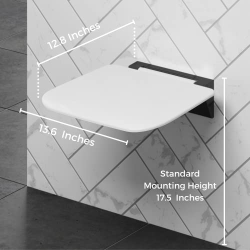 Folding Shower Seat Wall Mounted – Secure Fold Down Shower Bench, 350lbs Capacity, Space-Saving & Easy to Clean, Matte Black - color: Matte Black