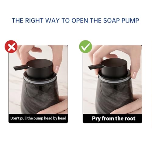 Marble Glass Foaming Hand Soap/Lotion Pump Dispenser, Refillable for Kitchen and Bathroom Countertop (Black) - color: Black Foaming