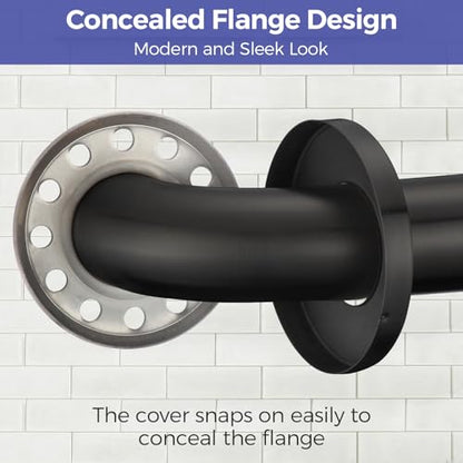 Stardrix 18-Inch ADA Compliant Grab Bar, 1.5" Diameter, Concealed Mounting Flanges, Handicap Friendly, Commercial & Residential Bathrooms, Matte Black Stainless Steel - color: Matte Black, size: 18"