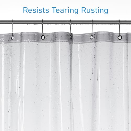 EHZNZIE Clear Black Shower Curtain Liner 72x72, PEVA Waterproof Bath Curtain, No Chemical Smell, 3 Weighted Magnets, Durable with Rustproof Metal Grommets - color: Clear Black, size: 72"W x 72"L (Pack of 1)