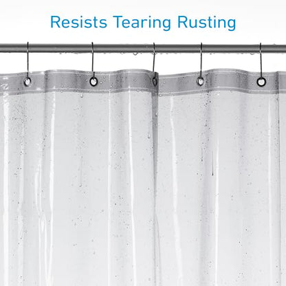 EHZNZIE Clear Black Shower Curtain Liner 72x72, PEVA Waterproof Bath Curtain, No Chemical Smell, 3 Weighted Magnets, Durable with Rustproof Metal Grommets - color: Clear Black, size: 72"W x 72"L (Pack of 1)