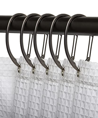 Shower Rings, Shower Curtain Rings for Bathroom, Rustproof Zinc Shower Curtain Hooks Rings, Set of 12 (Oil Rubbed Bronze) - color: Oil Rubbed Bronze