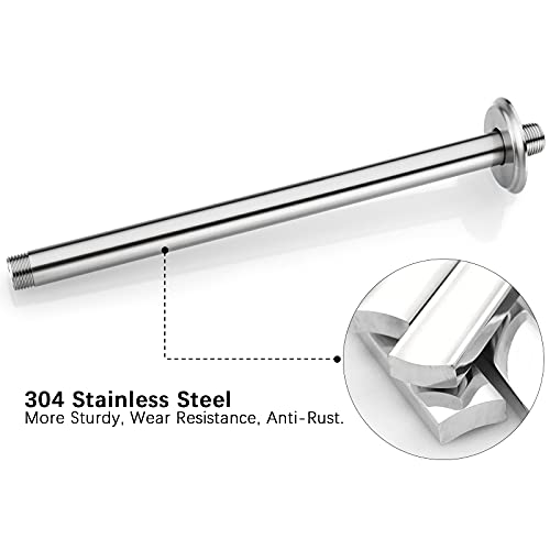 12 Inch Brushed Nickel Ceiling Mount Shower Arm for Rain Shower Head | Shower arm and flange - color: Brushed Nickel, size: 12 Inches