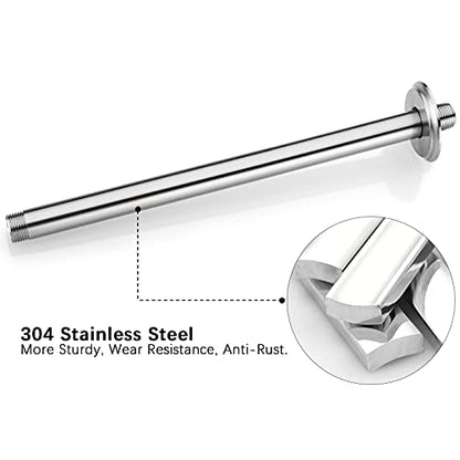 12 Inch Brushed Nickel Ceiling Mount Shower Arm for Rain Shower Head | Shower arm and flange - color: Brushed Nickel, size: 12 Inches