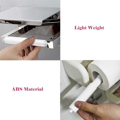 2 Pack White Toilet Paper Holder,Plastic Toilet Tissue Roll Holder Insert in Household Restaurant Toilet Replacement Roller Spring Loaded Rod - color: 2pcs-extended Version