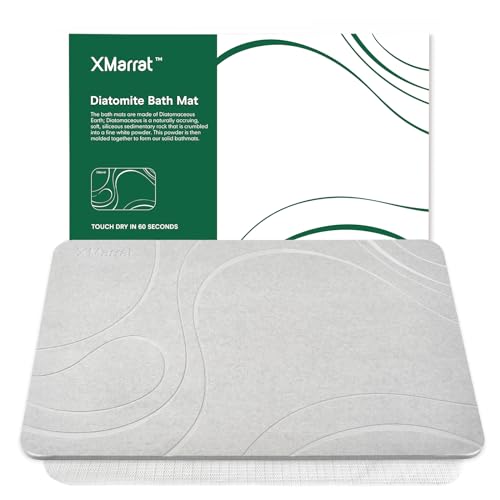 Stone Bath Mat, Diatomaceous Earth Shower Mat, 23.6" x15.4'' | Super Absorbent, Modern Quick Drying Diatomite Bathmats, Non-Slip Base, Easy Clean for Shower Floor & Bathroom (Light Gray) - color: Light Gray, size: 23.6" x 15.4" (Rectangular)