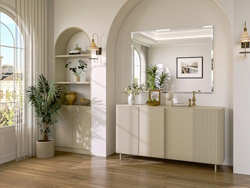 Frameless Bathroom Mirror, 48" x 30" Beveled Wall Mirror | 5mm HD glass, 20mm beveled edge, frameless, anti-rust, shatterproof, french cleat, horizontally or vertically - size: 48"L x 30"W