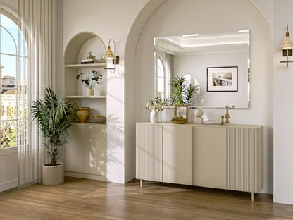 Frameless Bathroom Mirror, 48" x 30" Beveled Wall Mirror | 5mm HD glass, 20mm beveled edge, frameless, anti-rust, shatterproof, french cleat, horizontally or vertically - size: 48"L x 30"W