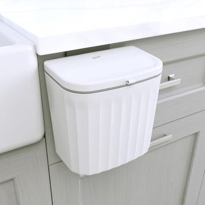 Glad Roomate Under Counter Waste Bin | Space Saving Small Trash Can for Kitchen Cabinet, Bathroom or Office | Dual Lid for Ease of Opening, 7 Liter, White - color: 7 Liter White Plastic