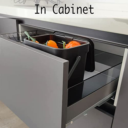 LALASTAR Countertop Compost Bin with Lid, Hanging Small Trash Can with Lid Under Sink for Kitchen, Food Waste Bin for Countertop, Mountable Garbage Can for Bathroom, RV, 5L/1.3 Gal, Black - color: Black