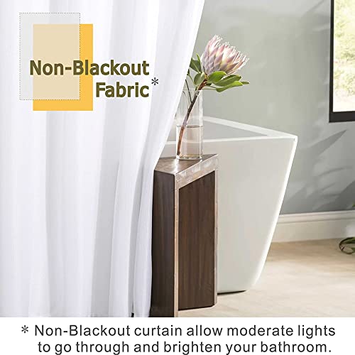 White Shower Curtain for Bathroom: Water Repellent Quick Dry - 78"Lx72"W | Striped Textured Linen Style Polyester Fabric Bath Curtain, Solid Simple Elegant Lightweight, Machine Washable, Semi-Sheer - color: Bright White, size: 72"W x 78"L (Pack of 1)