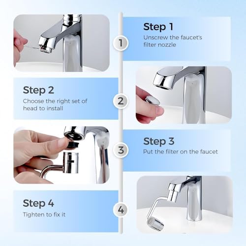 2Pcs Upgrade 2 Modes U Shaped Faucet Extender for Splash Reduction,2026 Universal Sink Faucet 1440° Rotatable Faucet Aerator Extension,1080° Faucet Extender for Bathroom Sink Kitchen.