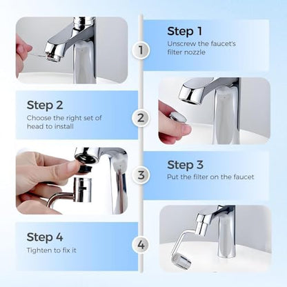 2Pcs Upgrade 2 Modes U Shaped Faucet Extender for Splash Reduction,2026 Universal Sink Faucet 1440° Rotatable Faucet Aerator Extension,1080° Faucet Extender for Bathroom Sink Kitchen.