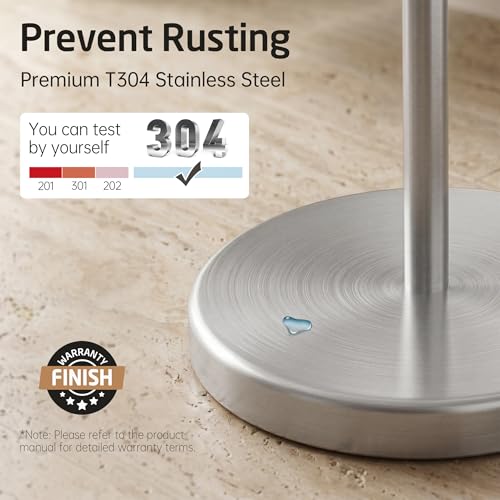 KES 26" Tall Toilet Paper Holder Stand with Weighted Base, Brushed Finish | Free Standing Design, Rustproof SUS304 Stainless Steel, Weighted Base, Anti-Slip Pad, Easy Assembly, Fits All Roll Sizes - color: Brushed Grey, size: 26" H