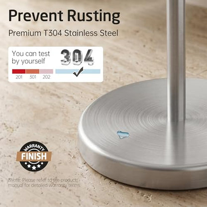 KES 26" Tall Toilet Paper Holder Stand with Weighted Base, Brushed Finish | Free Standing Design, Rustproof SUS304 Stainless Steel, Weighted Base, Anti-Slip Pad, Easy Assembly, Fits All Roll Sizes - color: Brushed Grey, size: 26" H