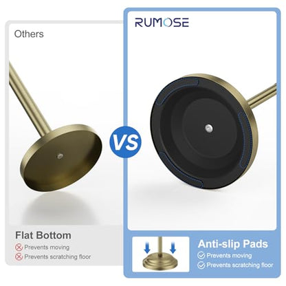 RUMOSE Toilet Paper Holder Stand for Floor Free Standing, Antique Brass | Bathroom Freestanding Toilet Tissue Roll Holder with Storage, Adjustable 17-25 Inch, Rustproof, SUS304 Stainless Steel - color: Antique Brass