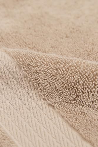 Ozdilek 6-Piece Bath Towel Set, 2 Bath, 2 Hand, 2 Wash, 100% Cotton Turkish Towels, 2 Bath Towels (30x60/550 GSM), 2 Hand Towels (16x30/575 GSM), 2 Washcloths (13x13/600 GSM) (Seahorse Beige) - color: Seahorse