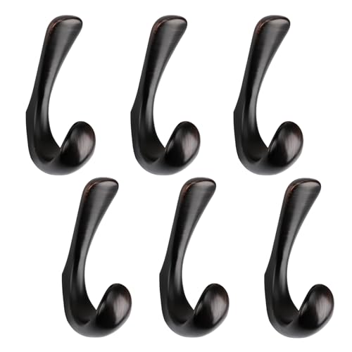 6 Pack Towel Hooks for Bathrooms Wall Mounted, Oil Rubbed Bronze Bathroom Hooks for Towels, Robe & Towel Hook for Wall, Modern Bath Towel Hook - color: Oil Rubbed Bronze, size: 6 Pack