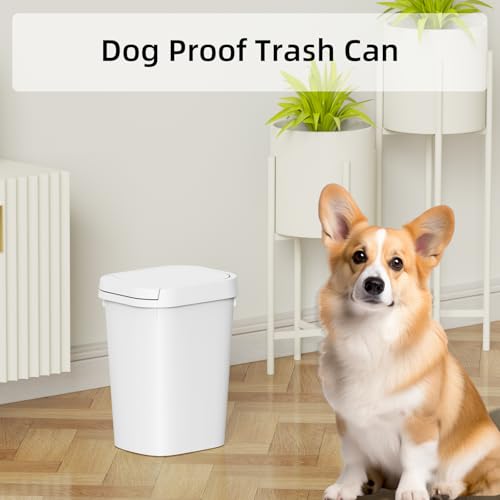 KSSKSS 3 Pack Bathroom Small Trash Can with Lid, 2.6 Gallon Slim Garbage Bin with Pop-Up Lid, 10L Plastic Wastebasket for Bedroom, Office, Kitchen, Toilet (White) - color: White-included Trash bags