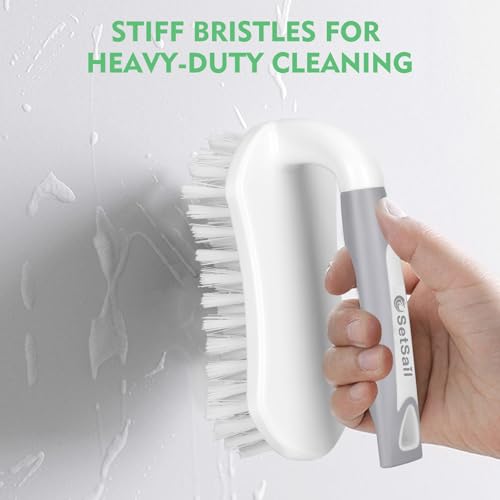SetSail Scrub Brush, Heavy-Duty Scrub Brushes for Cleaning with Stiff Bristles Cleaning Brush for Shower, Bathroom, Carpet, Kitchen and Bathtub Scrubber - 2 Pack | Durable Bristles Ergonomic Non-Slip Tpr Grip. U-Style Hanging Loop for Storage. Use for Sho