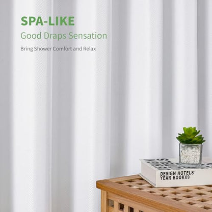 eachope Waterproof Fabric Shower Curtain,No Liner Needed,TPU Laminated Polyester Shower Curtain,Chevron Striped Design with Weighted Magnets and Metal Grommets,72 x 78 Inch,White - color: White, size: 72"W x 78"L (Pack of 1)