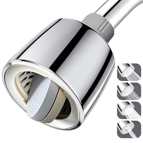 High Pressure Fixed Showerhead with Patented Dual-Sided Flip Reverse Flush, Flip Faceplate to Clear Clogs or Switch Modes, Anti-Leak, Adjustable Swivel Joint, 4 Modes Total, Chrome
