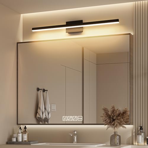 Joossnwell Bathroom Vanity Light Black Dimmable 5CCT Bathroom Lighting FIixtures Over Mirror 39.37 Inch Modern Vanity Light bar Led Bath Light ETL Certificated - color: Black, size: 39.37 Inch Long