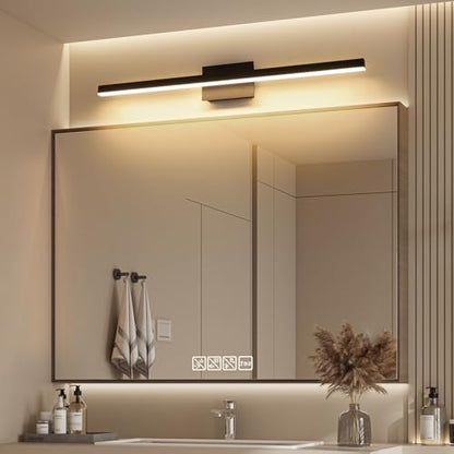 Joossnwell Bathroom Vanity Light Black Dimmable 5CCT Bathroom Lighting FIixtures Over Mirror 39.37 Inch Modern Vanity Light bar Led Bath Light ETL Certificated - color: Black, size: 39.37 Inch Long