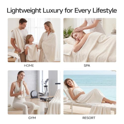ecolook Microfiber Towel Set of 6, Beige | Ultra-Soft & Oversized, Absorbent & Quick-Drying | 2 Bath Sheets, 2 Hand Towels & 2 Washcloths - color: Beige