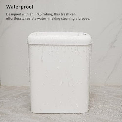 EKO Automatic Bathroom Trash Can with Lid, 2.6 Gallon Slim Touchless Garbage Can, Waterproof Motion Sensor Trash Bin for Bathroom, Office, Kitchen, White - size: Morandi 10L-Oat White