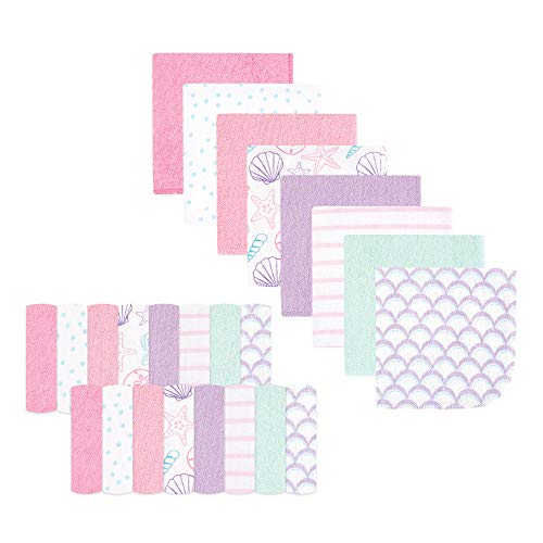 Hudson Baby Unisex Baby Rayon from Bamboo Washcloth Bundle, Sea Shells, One Size - color: Sea Shells