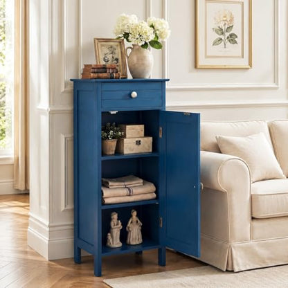 Blue Free-Standing bathroom Cabinet with Drawer &2 Adjustable Shelves | Storage, Bathroom - color: Blue