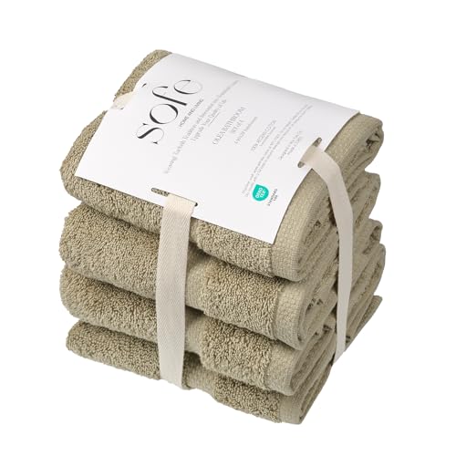 SOFE H&L | Olea Luxury Turkish Cotton Hand Towels Set of 4 Green | Premium, Soft, Durable, Absorbent | Hotel Quality Plush Towels and Thick Towel Sets - color: Green, size: Set of 4 (4 Hand Towels)