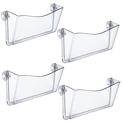 Azar Displays 250055 Clear Plastic Wall Mount File Holder with Suction Cups, 4-Pack - color: CLEAR, style: Suction Cup