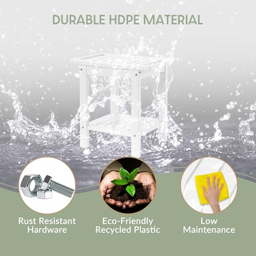Sage HDPE Poly Plastic Waterproof Bathroom Shower Bench, White - color: White